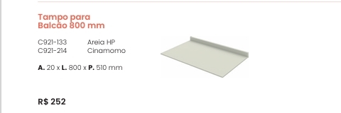 Cozinha  Fineze | Tampo Para Balcão 800 mm | C921 | Henn 0126