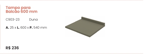 Cozinha  Connect | Tampo Para Balcão 600 mm | C903 | Henn 0126