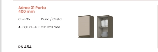 Cozinha  Connect | Aéreo 1 Porta | C52 | Henn 0126