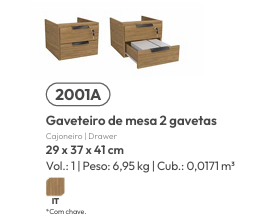 Gaveteiro De Mesa 2 Gavetas | 2001A | Kappesberg 0226
