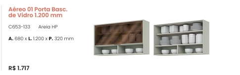 Cozinha  Fineze | Aéreo 1 Porta Basculante Vidro | C653 | Henn 0126