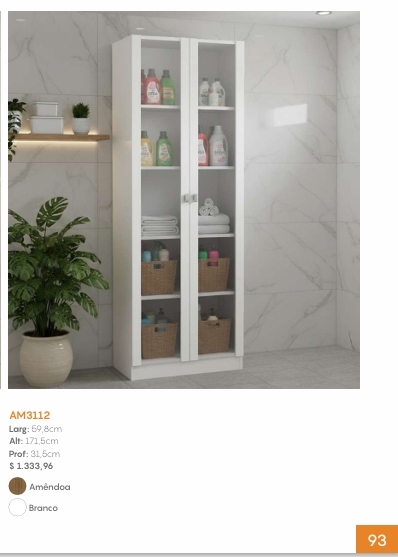 Armário Multiuso 2 Portas C/Vidro | AM3112 | Tecnomobili 0226