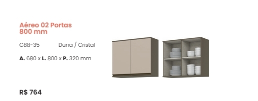 Cozinha  Connect | Aéreo 2 Portas 800 mm | C88 | Henn  0126