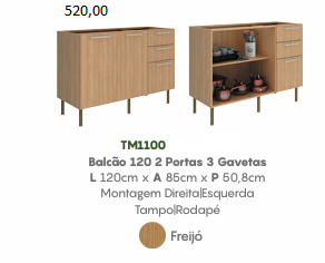 Cozinha Modulada Manu | Valor Das Peças Avulsas Acima De Cada Imagem Do Produto | Tecnomobili 0226     Confira !