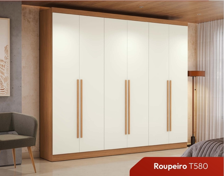 Roupeiro 6 Portas | T580 | Kappesberg 0226   S/Espelho 1598,00  E Versão C/Espelho 1920,00