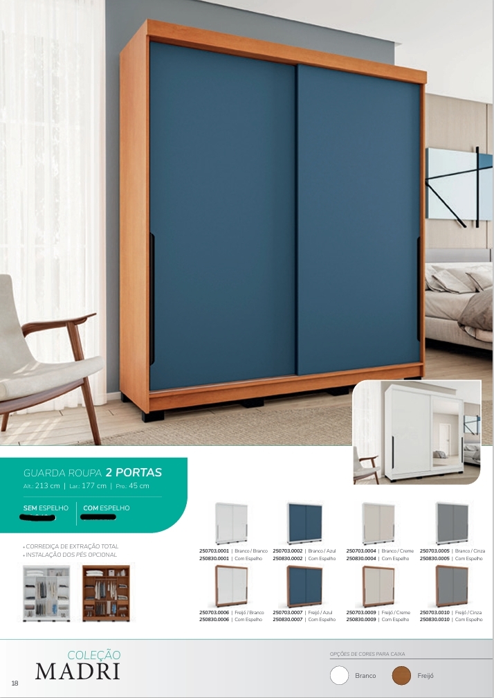 Roupeiro 2P 177 | Politorno 0226  S/Espelho 1380,00 E Versão C/Espelho 1730,00