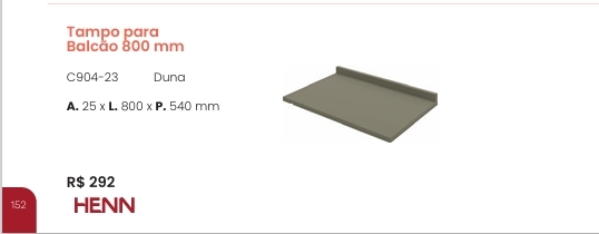 Cozinha  Connect | Tampo Para Balcão 800 mm | C904 | Henn 0126