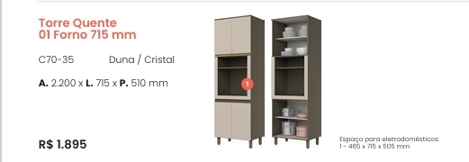 Cozinha  Connect | Torre Quente 1 Forno | C70 | Henn 0126