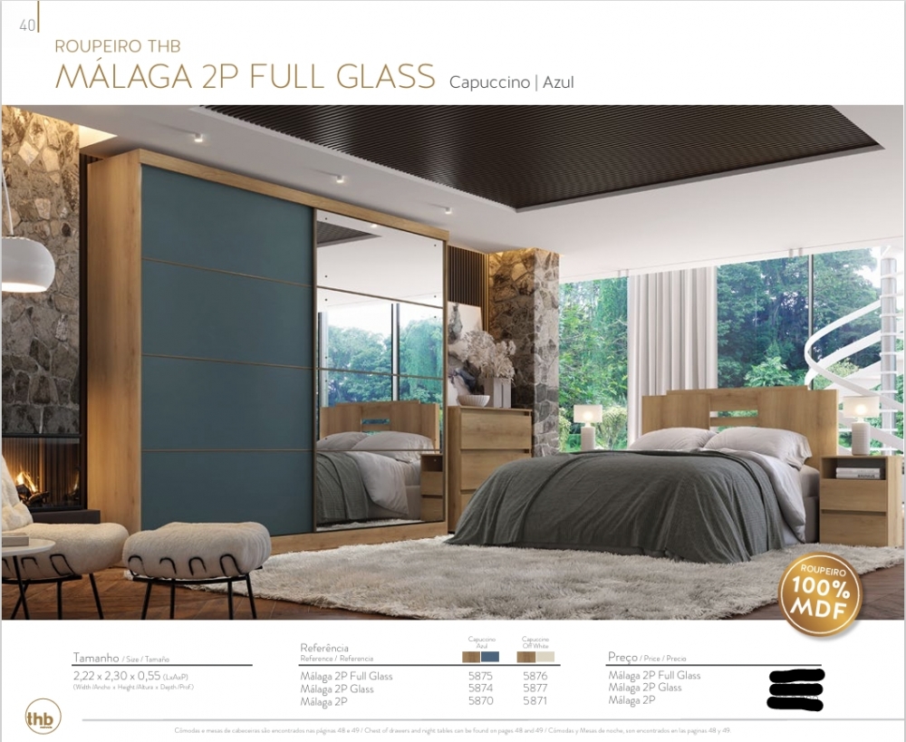 Roupeiro Málaga 2P | 5875 - 5874 - 5870 - 5876 - 5877 - 5871 | Thb 0226  S/Espelho 1690,00 E Versão C/Espelho 2100,00