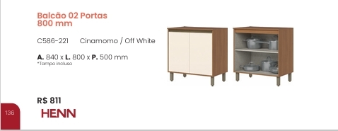 Cozinha  Venaly | Balcão 2 Portas | C586 | Henn 0126