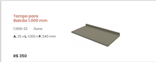 Cozinha  Connect | Tampo Para Balcão 1000 mm | C909 | Henn 0126