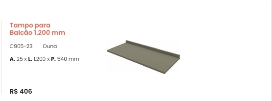 Cozinha  Connect | Tampo Para Balcão 1200 mm | C905 | Henn 0126