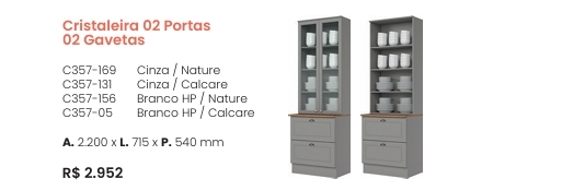 Cozinha  Americana | Cristaleira 2 Portas | C357 | Henn 0126
