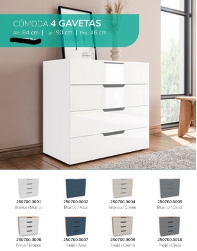 Cômoda 4 Gavetas | Politorno 0226