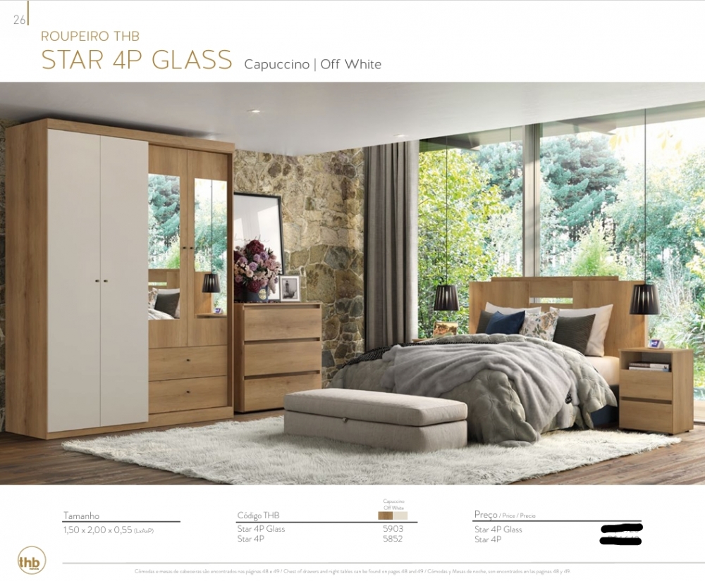 Roupeiro Star 4P | 5903 - 5852 | Thb 0226 S/Espelho 830,00 E Versão C/Espelho 980,00