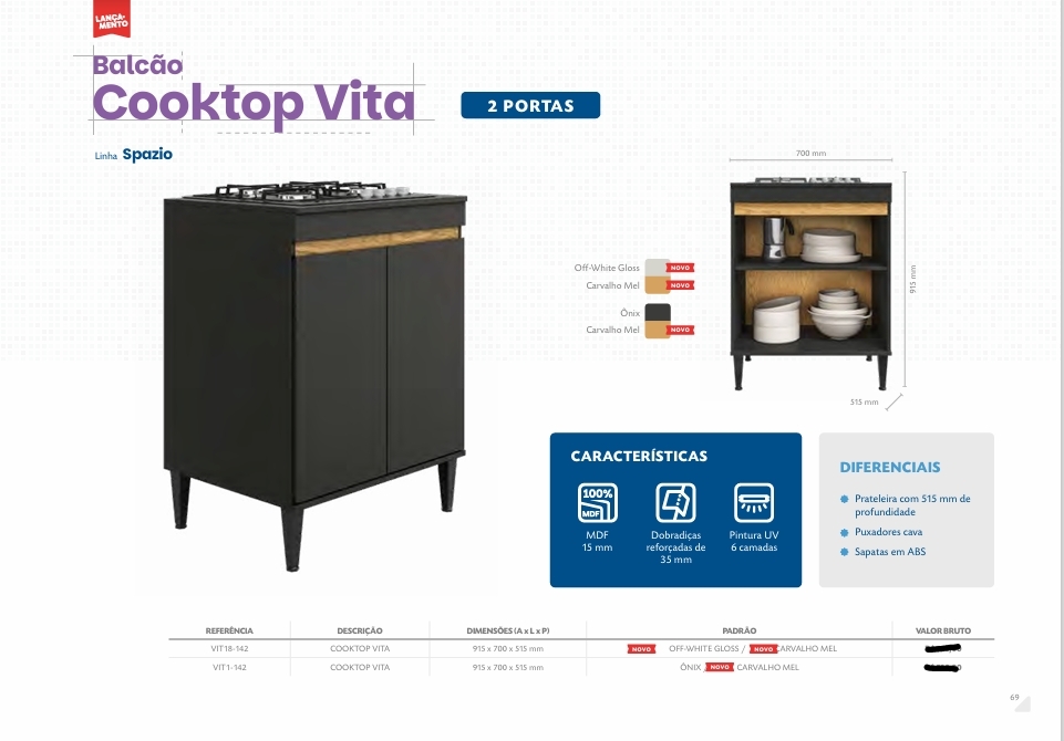 Balcão Cooktop Vita | Móveis Primavera 0226