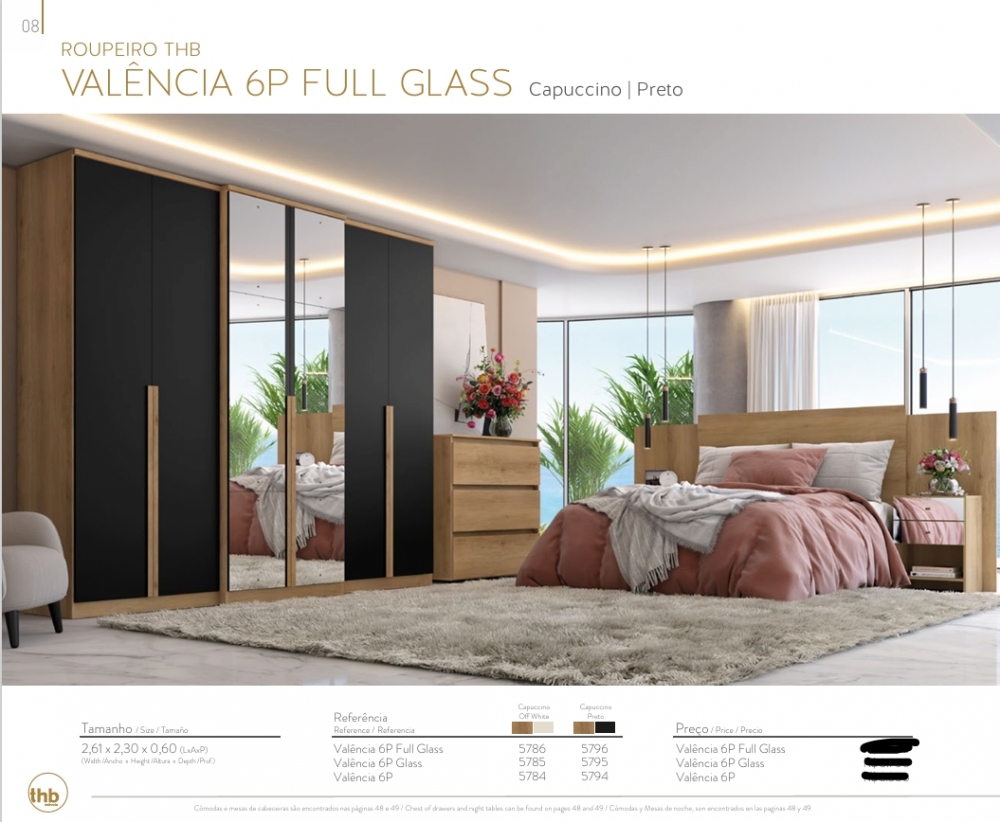 Roupeiro Valência 6P | 5786 - 5785 - 5784 - 5796 - 5795 - 5794  | Thb 0226   S /Espelho 1650,00  E Versão C/Espelho 2050,00