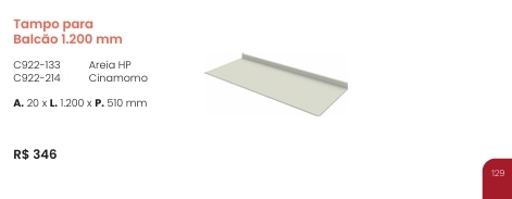 Cozinha  Fineze | Tampo Para Balcão 1200 mm | C922 | Henn 0126