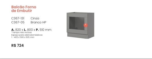 Cozinha  Americana | Balcão Forno De Embutir | C367 | Henn 0126