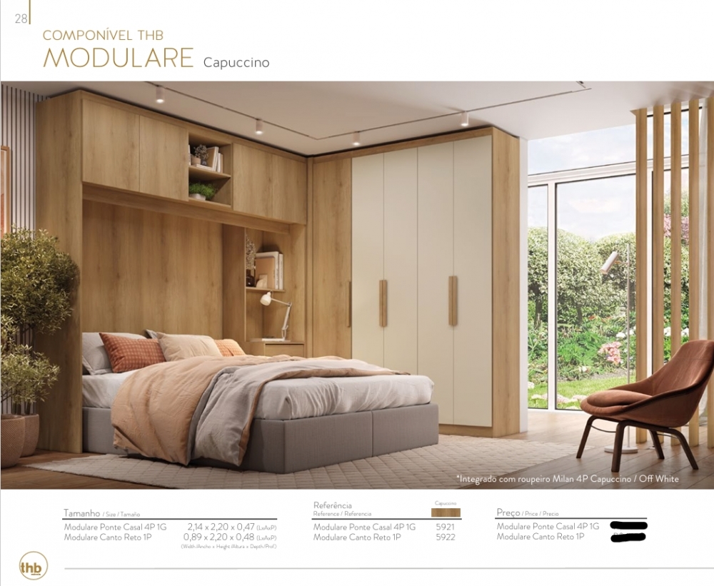 Quarto Modulare | 5921 - 5922 | Thb 0226  Modulare Ponte Casal 4P 828,00  E Modulare Canto Reto 590,00
