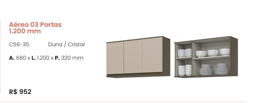 Cozinha  Connect | Aéreo 3 Portas 1200 mm | C56 | Henn 0126