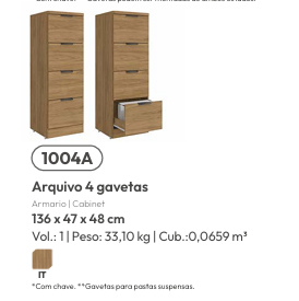 Armário 4 Gavetas | 1004A | Kappesberg 0226