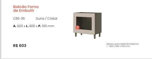 Cozinha  Connect | Balcão Forno De Embutir | C85 | Henn 0126