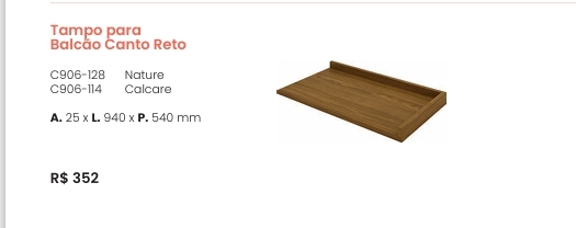 Cozinha  Americana | Tampo Para Balcão Canto Reto | C906 | Henn 0126