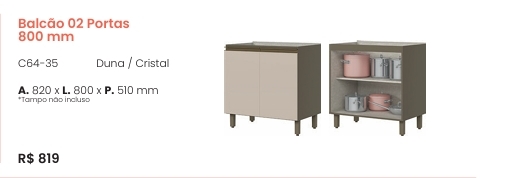 Cozinha  Connect | Balcão 2 Portas 800 mm | C64 | Henn 0126