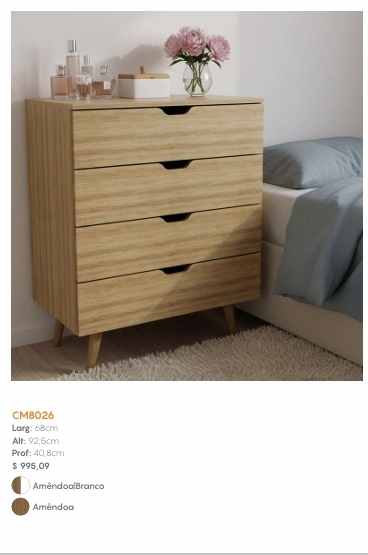 Cômoda 4 Gavetas | CM8026 | Tecnomobili 0226 