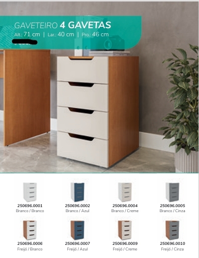 Mesa De Cabeceira 4 Gavetas | Politorno 0226