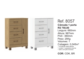 Cômoda 1 Porta E 4 Gavetas | 8057 | Soluzione 0126
