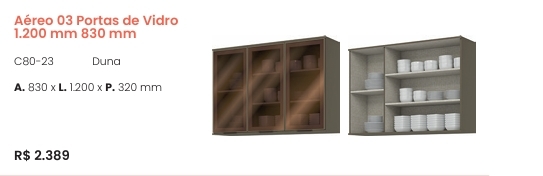 Cozinha  Connect | Aéreo 3 Portas Vidro | C80 | Henn 0126