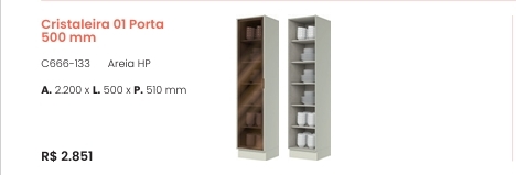 Cozinha  Fineze | Cristaleira 1 Porta | C666 | Henn 0126