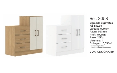 Cômoda Sapateira C/ 3 Gavetas | 2058 | Soluzione 0126 