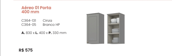 Cozinha  Americana | Aéreo 1 Porta 400 mm | C364 | Henn 0126