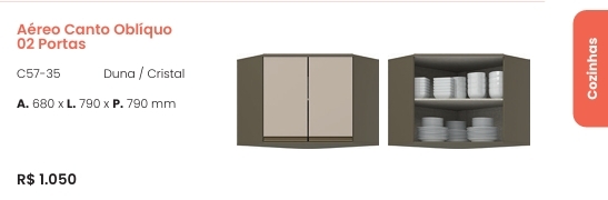 Cozinha  Connect | Aéreo Canto Obliquo 2 Portas | C57 | Henn 0126