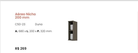 Cozinha  Connect | Aéreo Nicho 200 mm | C50 | Henn 0126