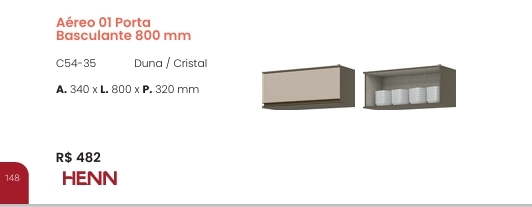 Cozinha  Connect | Aéreo 1 Porta Basculante 800 mm | C54 | Henn 0126
