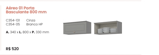Cozinha  Americana | Aéreo 1 Porta Basculante 800 mm | C354 | Henn 0126
