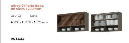 Cozinha  Connect | Aéreo 1 Porta Basculante Vidro | C59 | Henn 0126