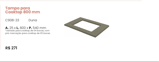 Cozinha  Connect | Tampo Para Cooktop 800 mm | C908 | Henn 0126