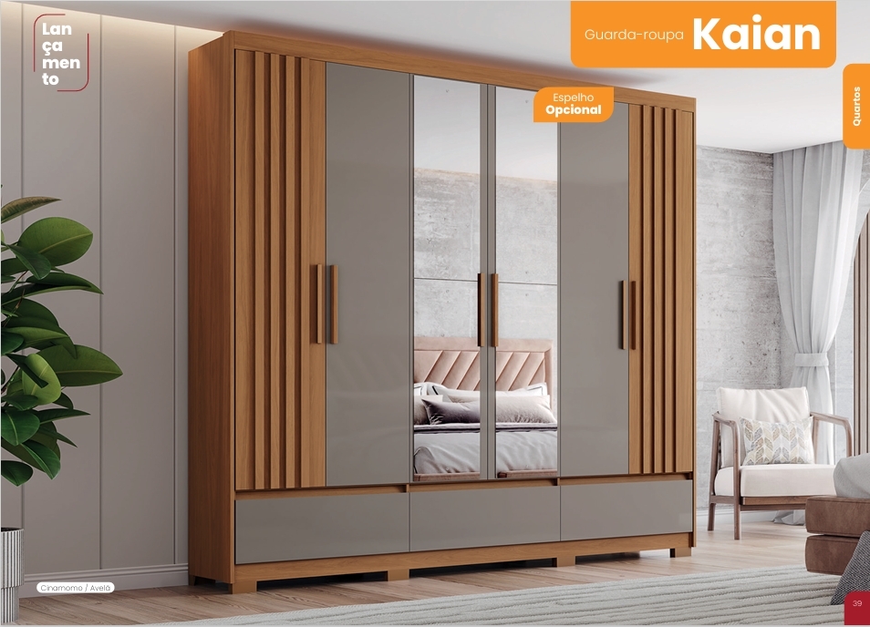 Roupeiro Kaian | D347 | Com Espelho | Henn 0126