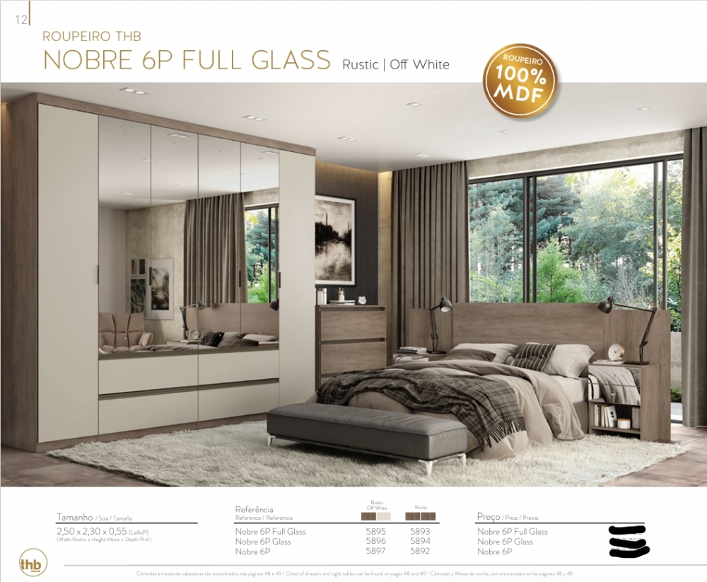 Roupeiro Nobre 6P | 5895 - 5896 - 5897 - 5893 - 5894 -5892 | Thb 0226  S/Espelho 1600,00  E Versão C/Espelho 2060,00