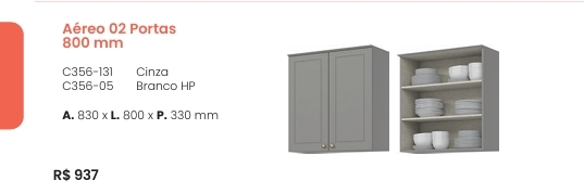  Cozinha Americana | Aéreo 2 Portas 800 mm | C356 | Henn 0126