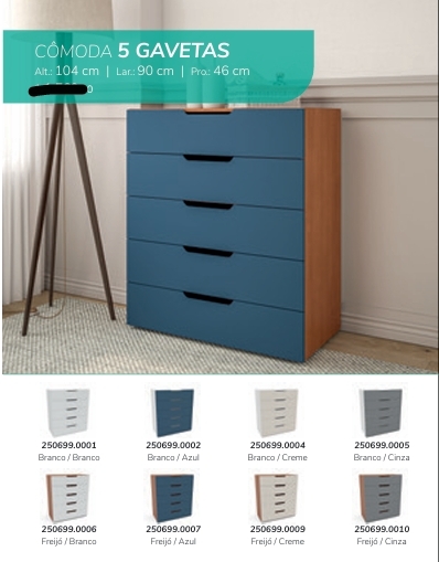Cômoda 5 Gavetas | Politorno 0226