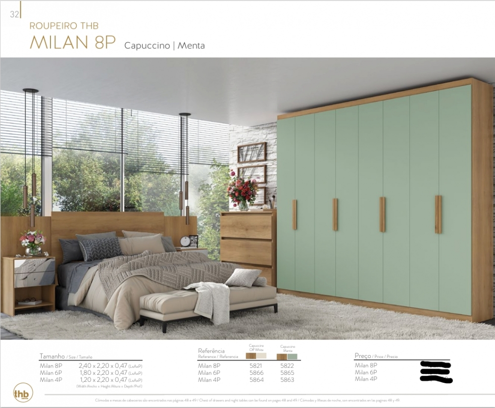 Roupeiro Milan 4P | 5821 - 5866 - 5864 - 5822 - 5865 - 5863 | Thb 0226   Milan 4P 690,00 / Milan 6P 940,00 / Milan 8P 1230,00